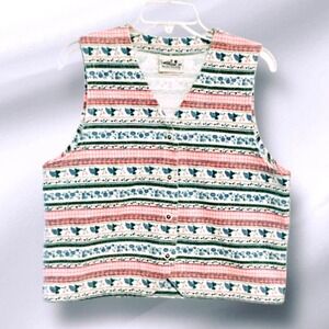 Vintage Sears Northern Reflections Patterned Women's Vest Pink/blue Floral